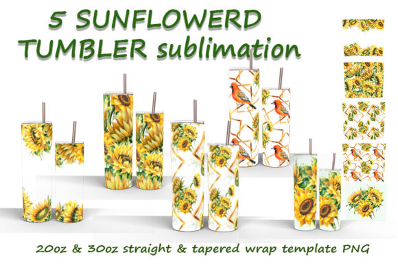 Download 5 Sunflowers Tumbler Sublimation Design - Sublimation Collection