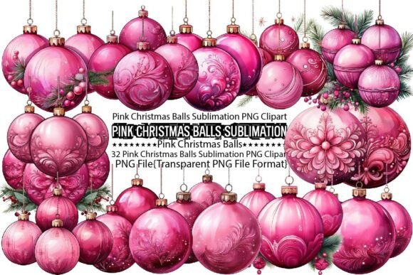 Download Pink Christmas Balls Sublimation Bundle - Sublimation Collection