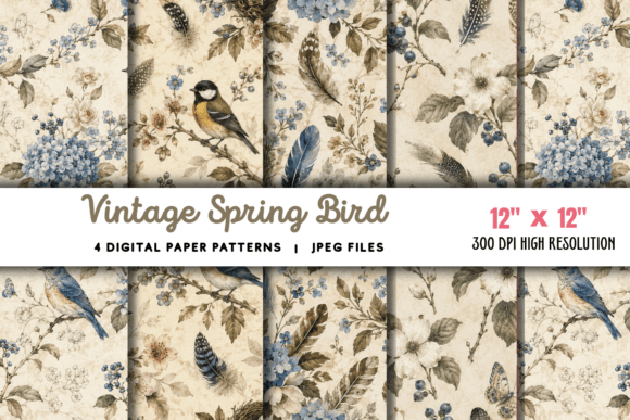 Download Vintage Spring Bird Junk Journal 8 - Junk journal Collection