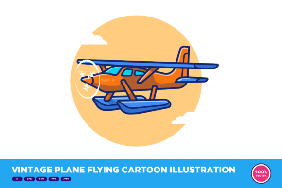Download Vintage Plane Flying Illustration - Vintage plane Collection