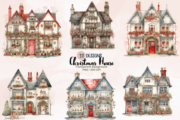 Download Watercolor Christmas House Sublimation - Sublimation Collection
