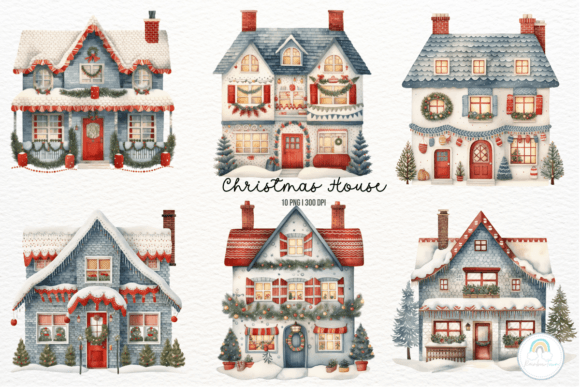 Download Watercolor Christmas House Sublimation - Sublimation Collection