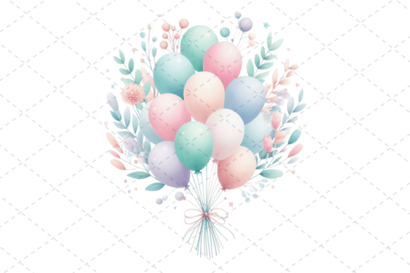 Download Festive Watercolor Balloon Bouquet - Festive watercolor Collection
