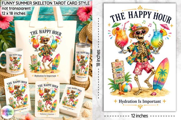 Download Funny Summer Skeleton Tarot Card Design - Card design Collection