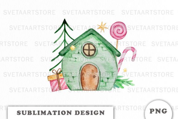 Download Watercolor Christmas House Sublimation - Sublimation Collection