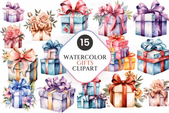 Download 15 Gift Watercolor Clip-art Bundle | PNG - Premium Resources