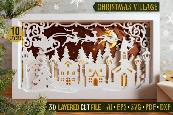 Download Christmas Village 3D Layered Cut File - Christmas village Collection