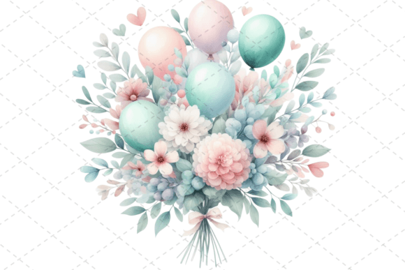 Download Festive Watercolor Balloon Bouquet - Festive watercolor Collection