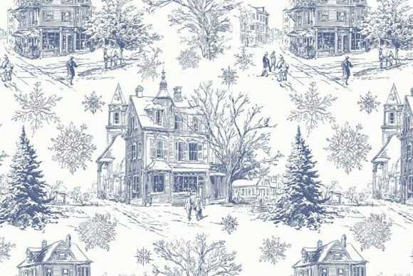 Download Christmas Village Seamless Pattern 24 - Christmas village Collection