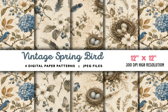 Download Vintage Spring Bird Junk Journal 3 - Junk journal Collection