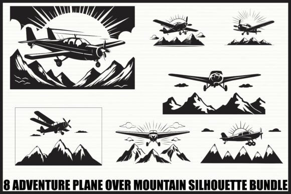 Download Vintage Plane &amp; Mountain Set - Vintage plane Collection