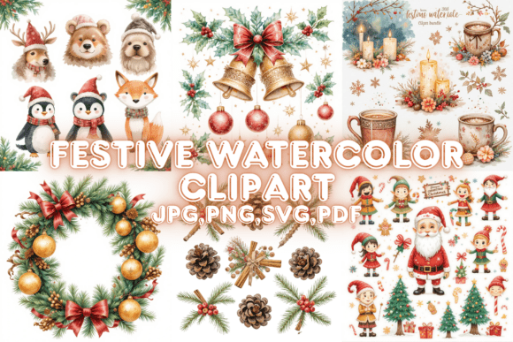 Download Festive Watercolor Clipart - Festive watercolor Collection