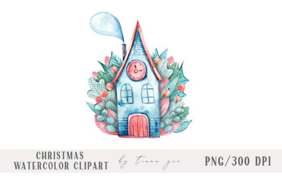 Download Watercolor Christmas House Sublimation - Sublimation Collection