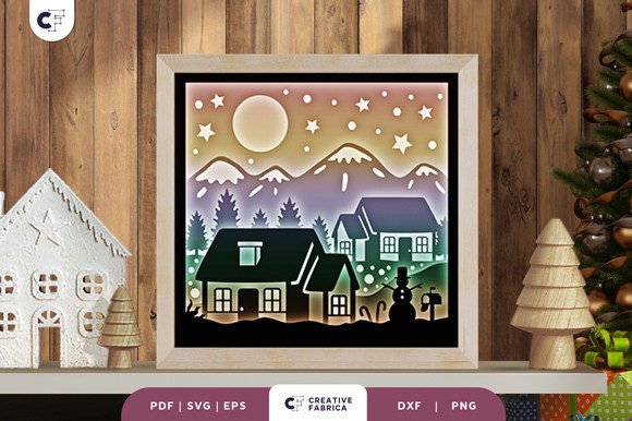 Download Christmas Village 3D Layered Paper Cut - Christmas village Collection