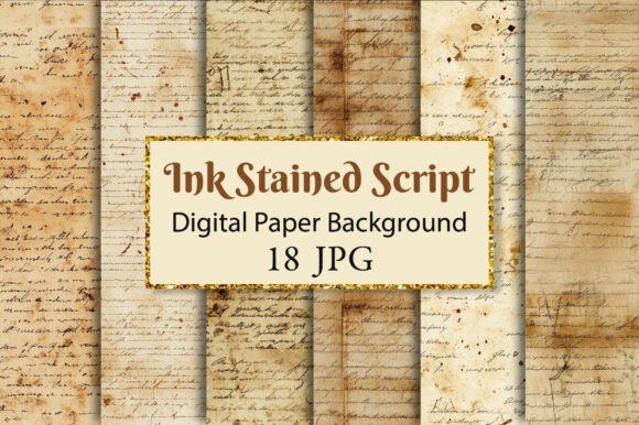 Download Ink Stained Script Junk Journal Paper - Junk journal Collection