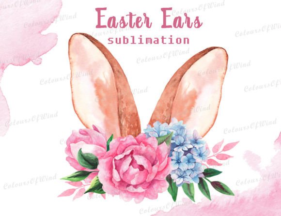 Download Easter Ears Sublimation PNG, Pink Floral - Sublimation Collection
