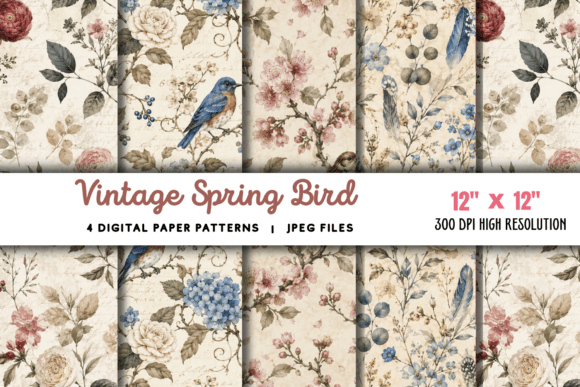 Download Vintage Spring Bird Junk Journal 1 - Junk journal Collection