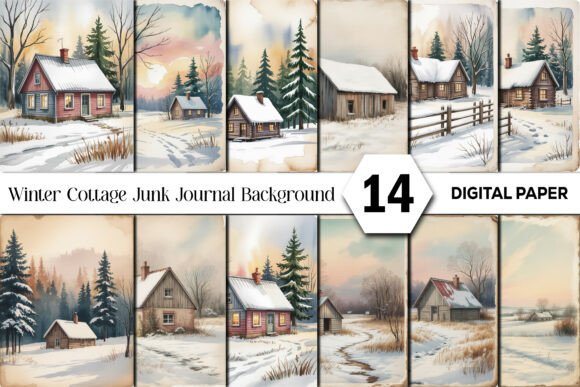 Download Winter Cottage Junk Journal Background - Junk journal Collection