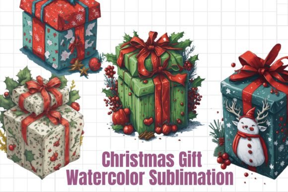 Download Christmas Gift Watercolor Sublimation - Sublimation Collection