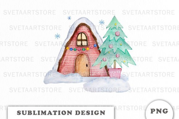 Download Watercolor Christmas House Sublimation D - Sublimation Collection