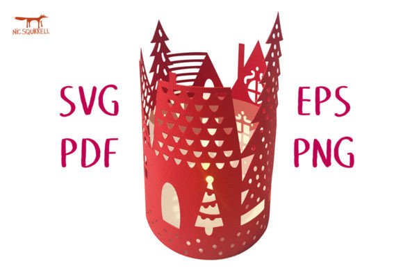 Download Christmas Village Papercut Lantern SVG - Christmas village Collection