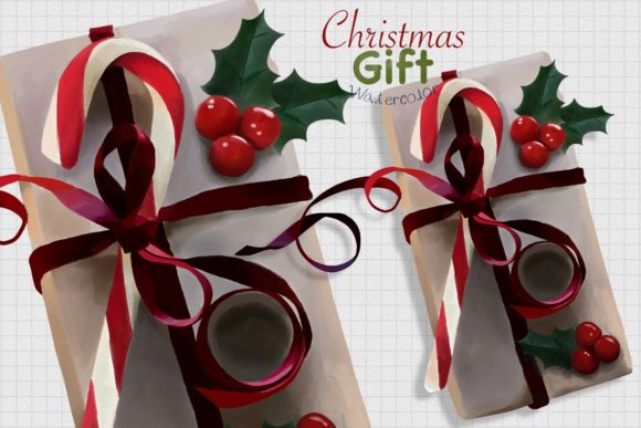Download CHRISTMAS GIFT Watercolor (red) - Christmas gift watercolor Collection