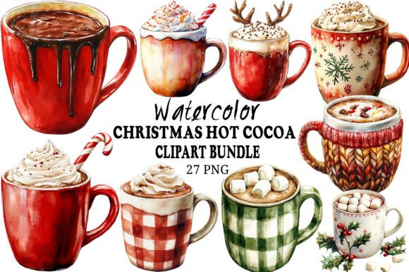 Download Watercolor Christmas Hot Cocoa Clipart - Hot cocoa clipart Collection