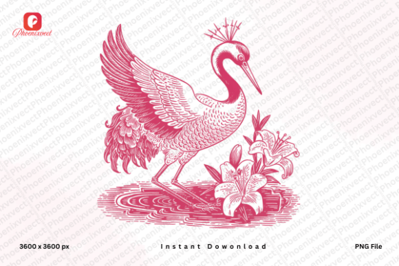 Download Hand Drawn Heron Crane Bird PNG - Premium Bundle