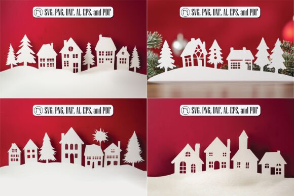Download Paper Cut Christmas Village SVG Bundle - Christmas village Collection
