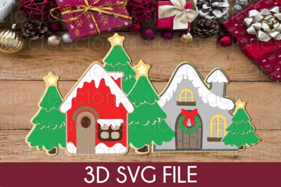 Download Christmas Village 3D SVG - Christmas village Collection