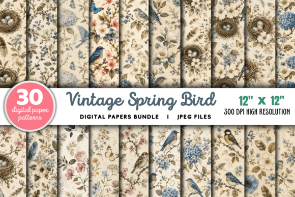 Download Vintage Spring Bird Junk Journal Bundle - Junk journal Collection