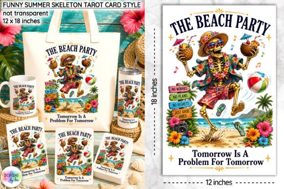 Download Funny Summer Skeleton Tarot Card Design - Card design Collection