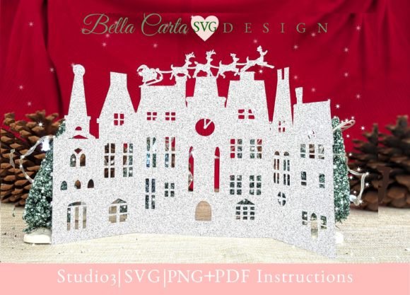 Download Victorian Christmas Village 3D SVG Card - Christmas village Collection