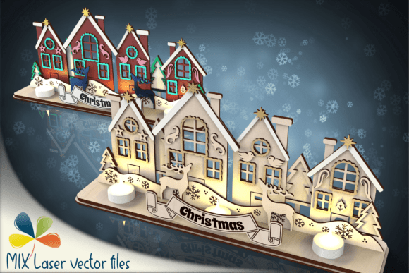 Download Christmas Village Candle Holder SVG - Christmas village Collection