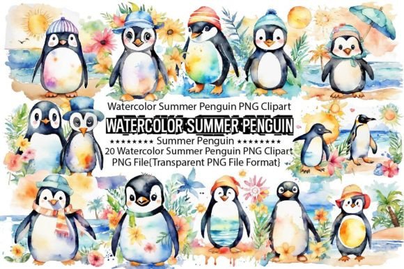 Download Watercolor Summer Penguin Sublimation - Sublimation Collection