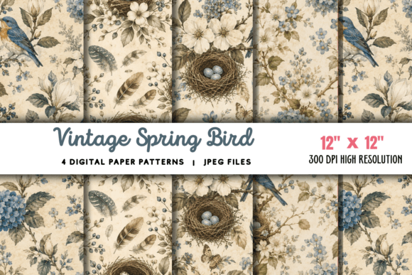 Download Vintage Spring Bird Junk Journal 4 - Junk journal Collection